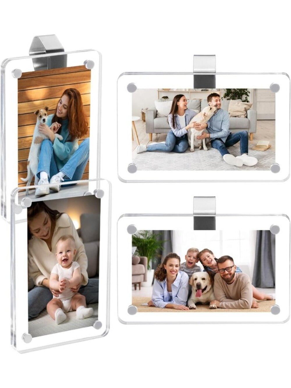 4-Pack Car Photo Holders, Magnetic Visor Frames for Family & Pet Memories